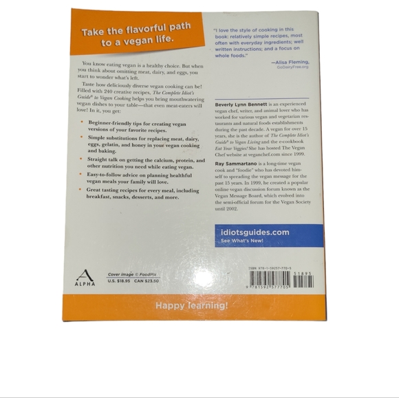 3/$30 The Complete Idiot's Guide to Vegan Cooking - Picture 3 of 3